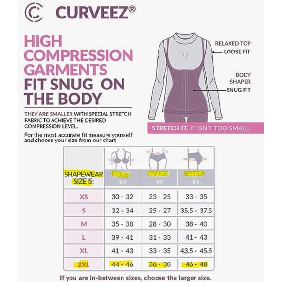 Curveez Incredibly Slimming Cami Tank Top in Black High Compression Size 2XL New - Picture 12 of 12